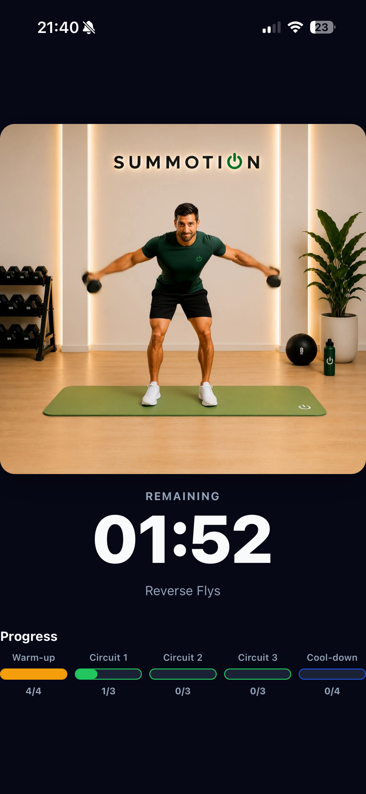 SUMMOTION workout summary app screen