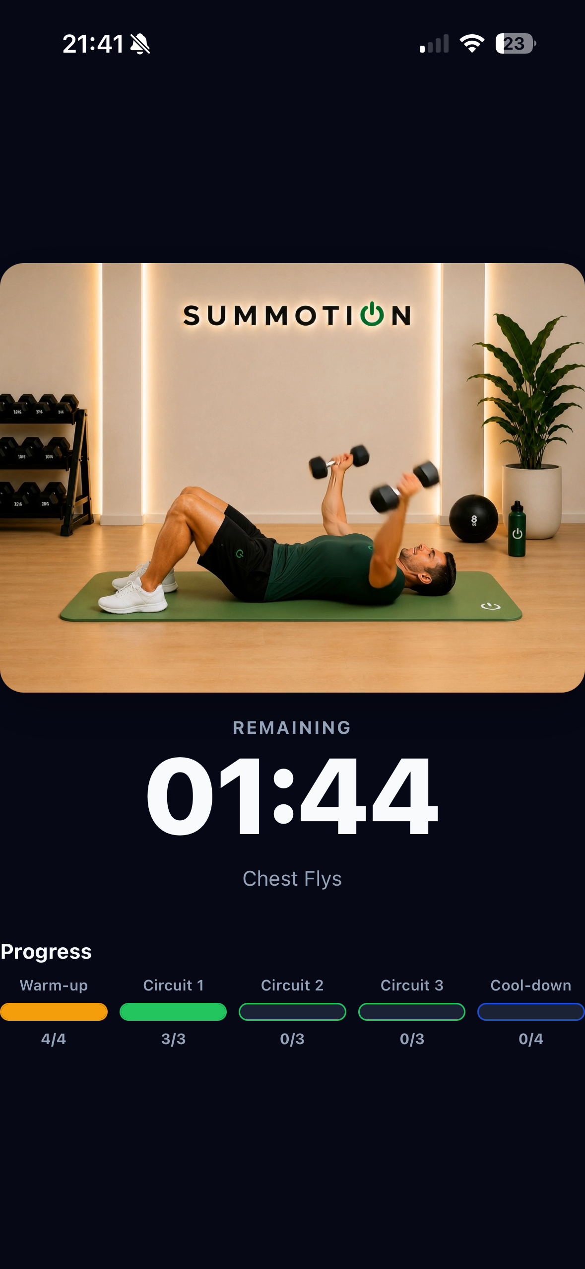 SUMMOTION workout app screen